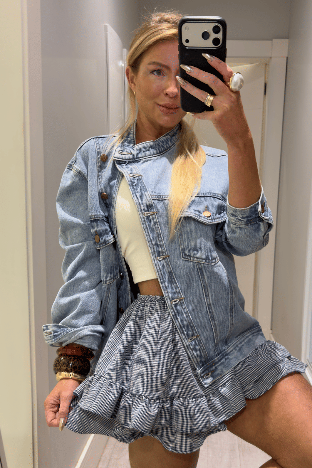 Conjunto bata e short saia babado estampa vichy eloah