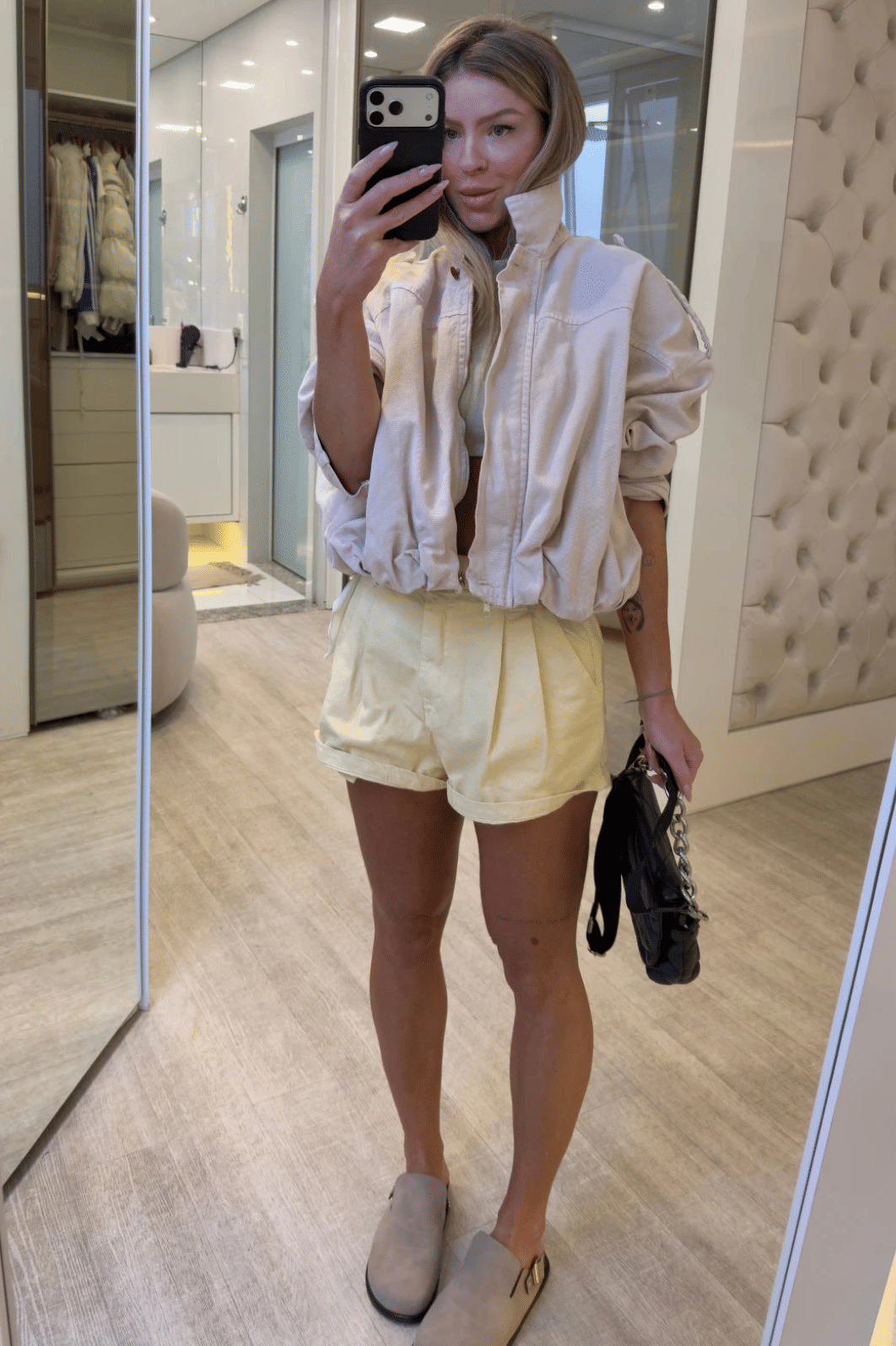 Short jeans clochard com elástico Cili AMARELO
