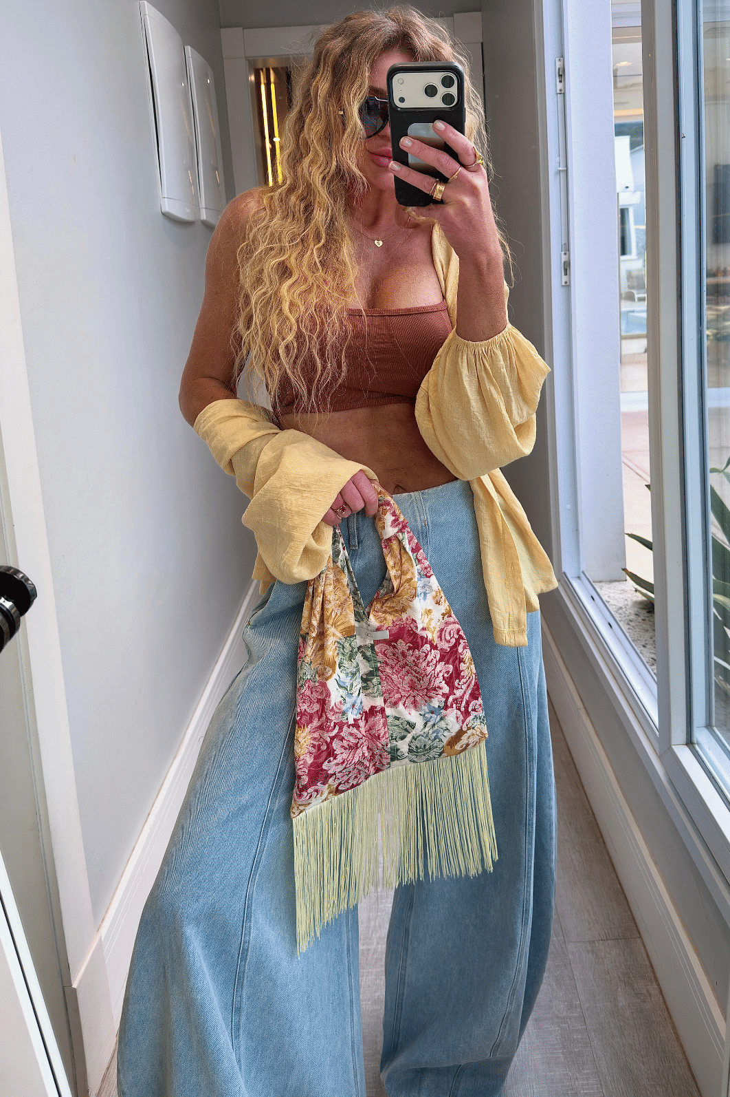 Bolsa Clutch Boho florida com franjas Bolsa Clutch Boho florida com franjas