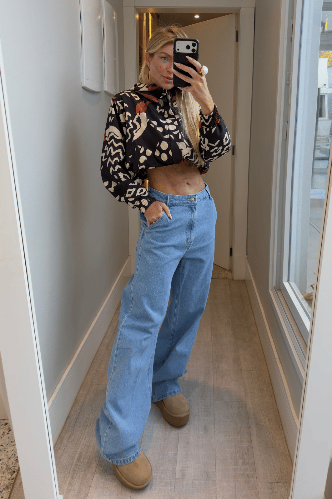 Jaqueta corta vento Parka estampada Lara