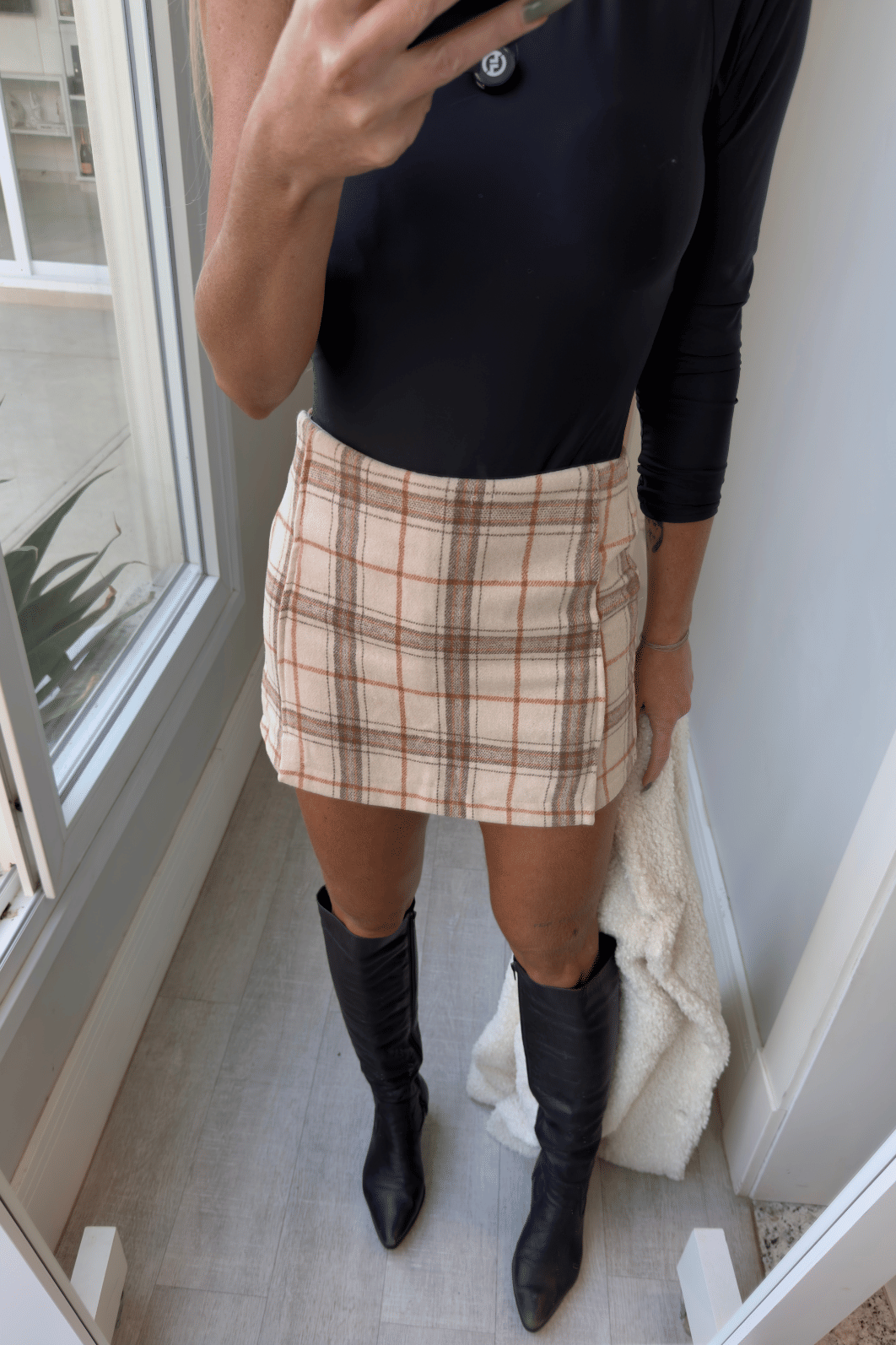 Short saia de lã xadrez Maitê