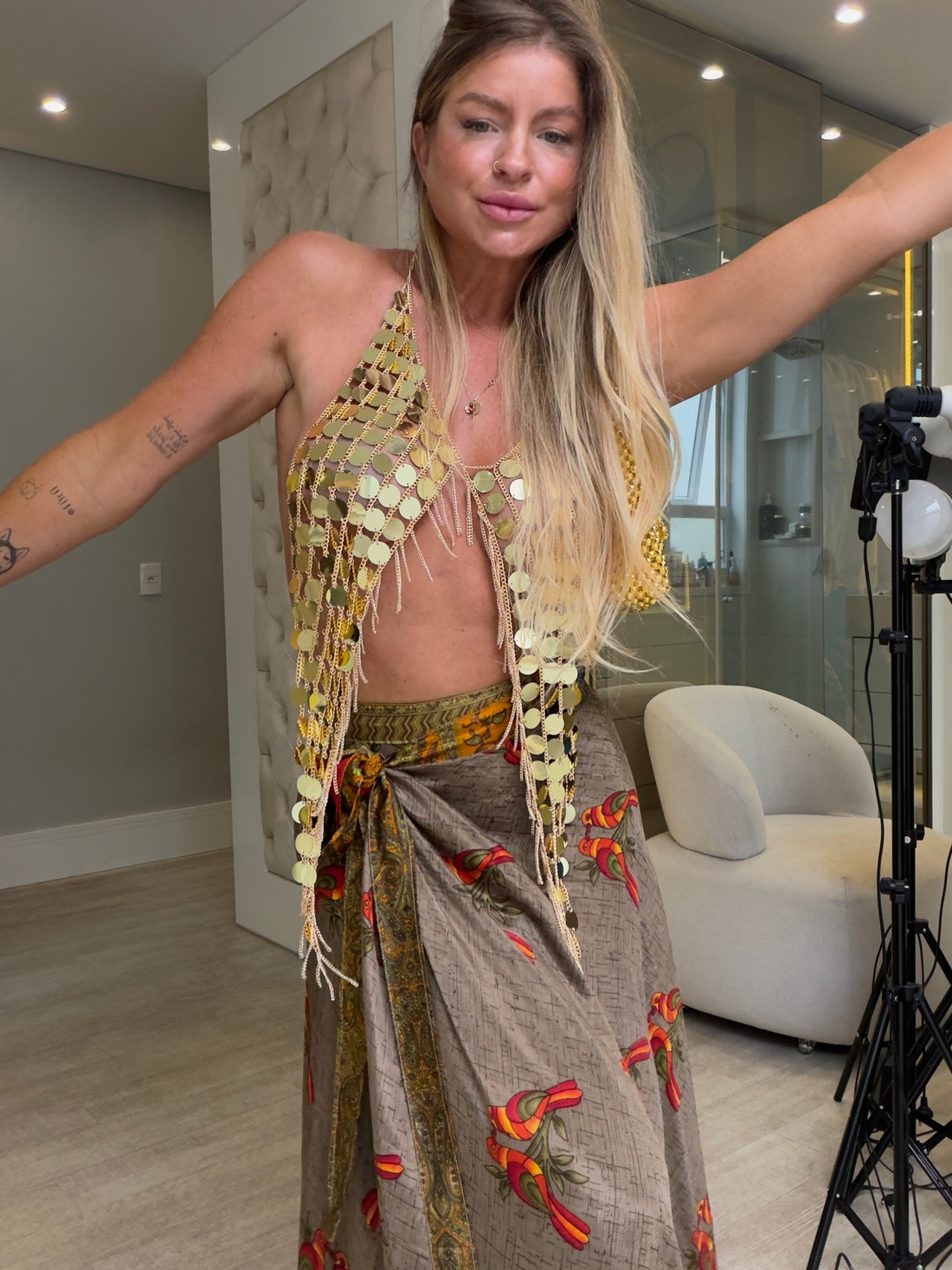 Saia transpassada estampada Indiana Saia transpassada estampada Indiana