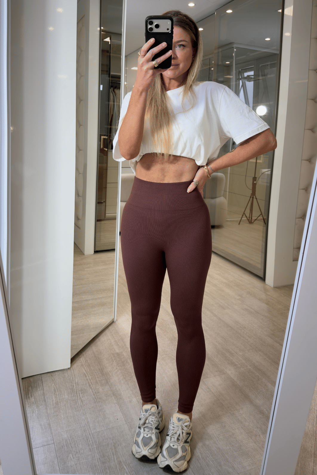 Calça legging poliamida canelada Dani MARROM Calça legging poliamida canelada Dani MARROM