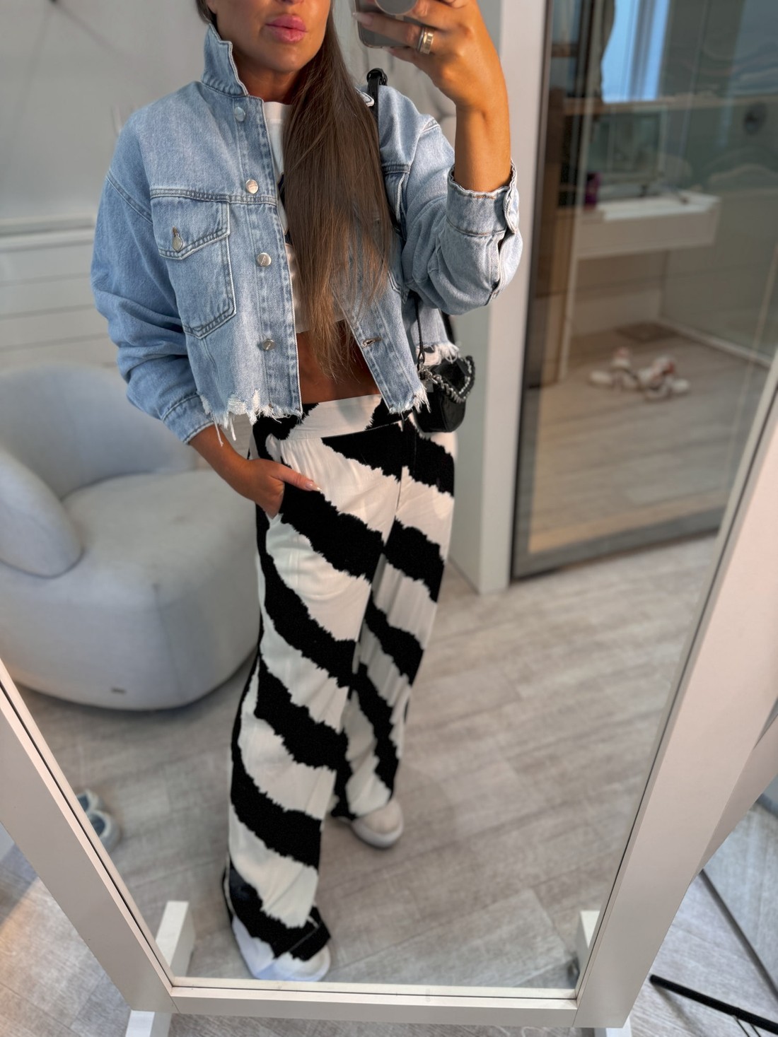 Calça pantalona listras