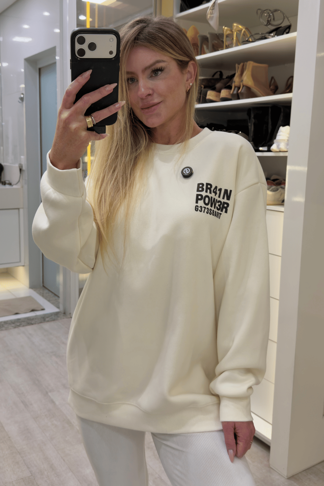 Casaco de moletom oversized estampa brain power Casaco de moletom oversized estampa brain power