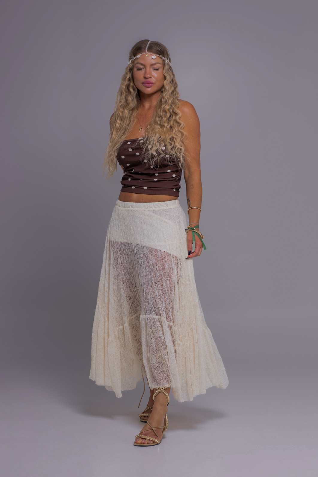 Blusa tomara que caia estampa de Poá Lola Blusa tomara que caia estampa de Poá Lola