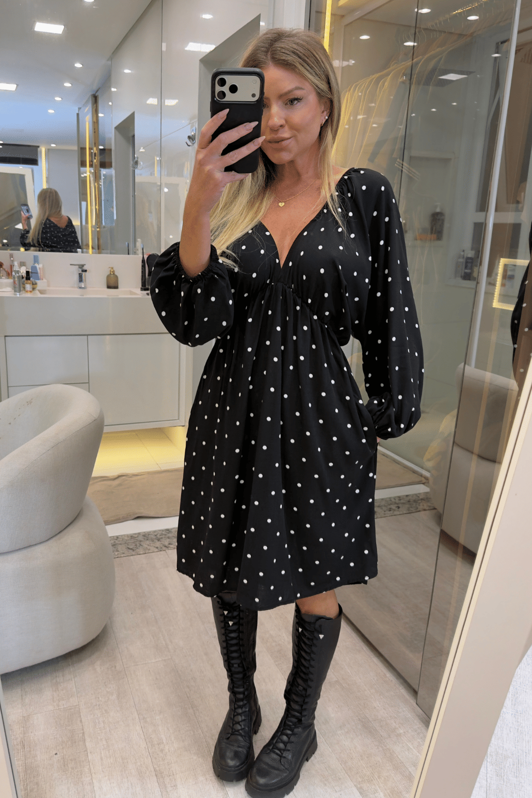 Vestido midí estampa de POÁ Vestido midí estampa de POÁ
