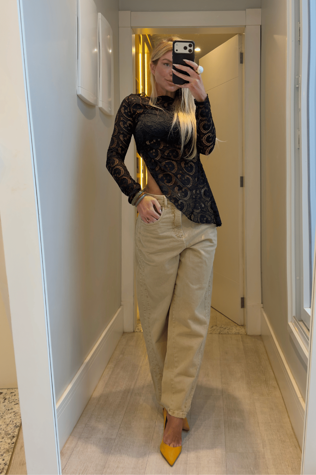 Calça jeans ballon recortes Antônia