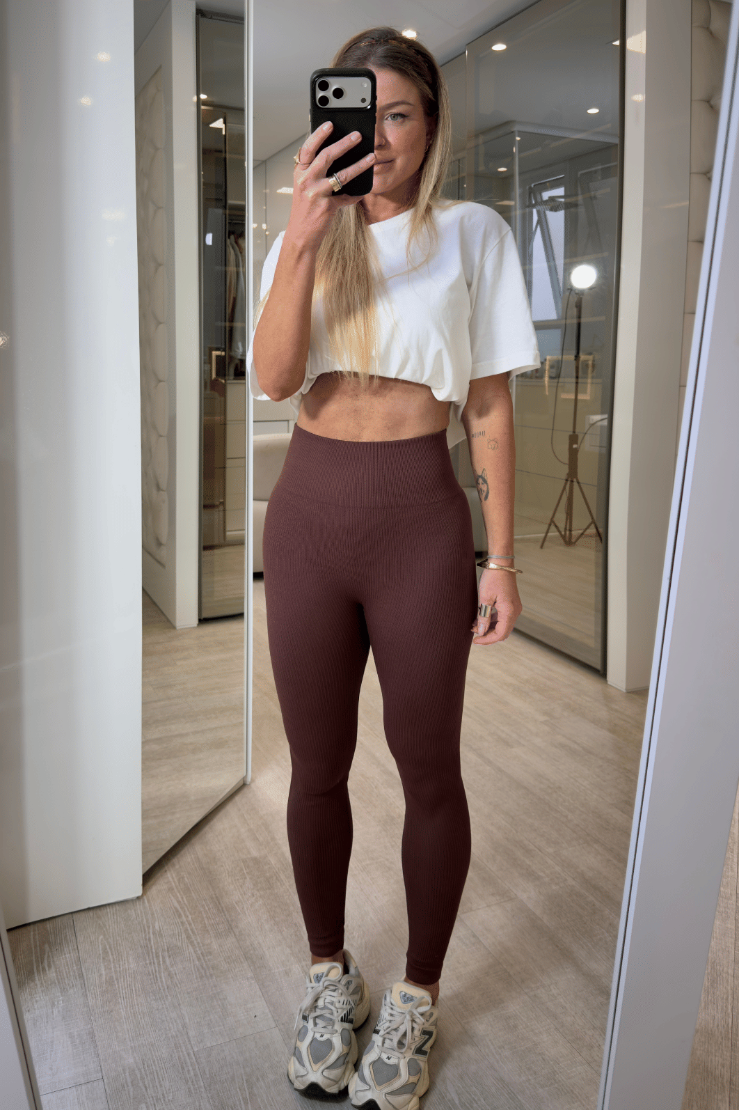 Calça legging poliamida canelada Dani MARROM Calça legging poliamida canelada Dani MARROM