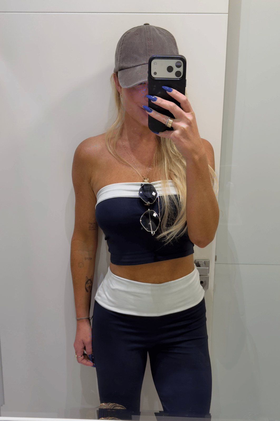 Conjunto calça flare e top faixa PB bicolor Indiara