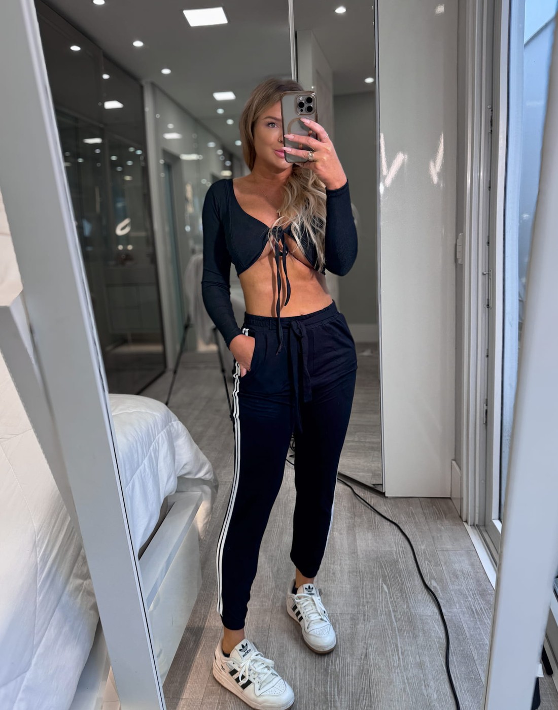 Calça moletinho com listras Malu Calça moletinho com listras Malu