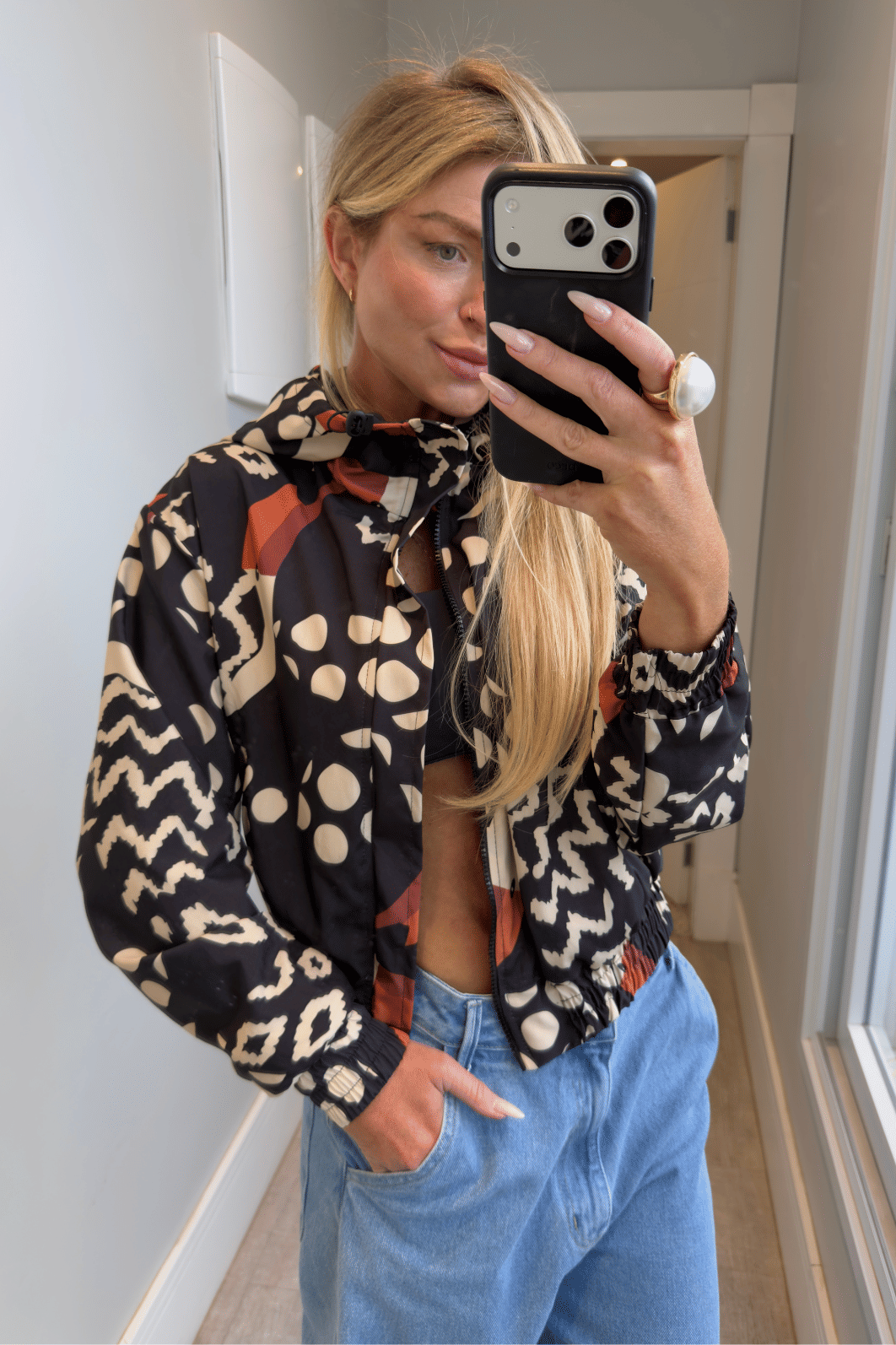 Jaqueta corta vento Parka estampada Lara