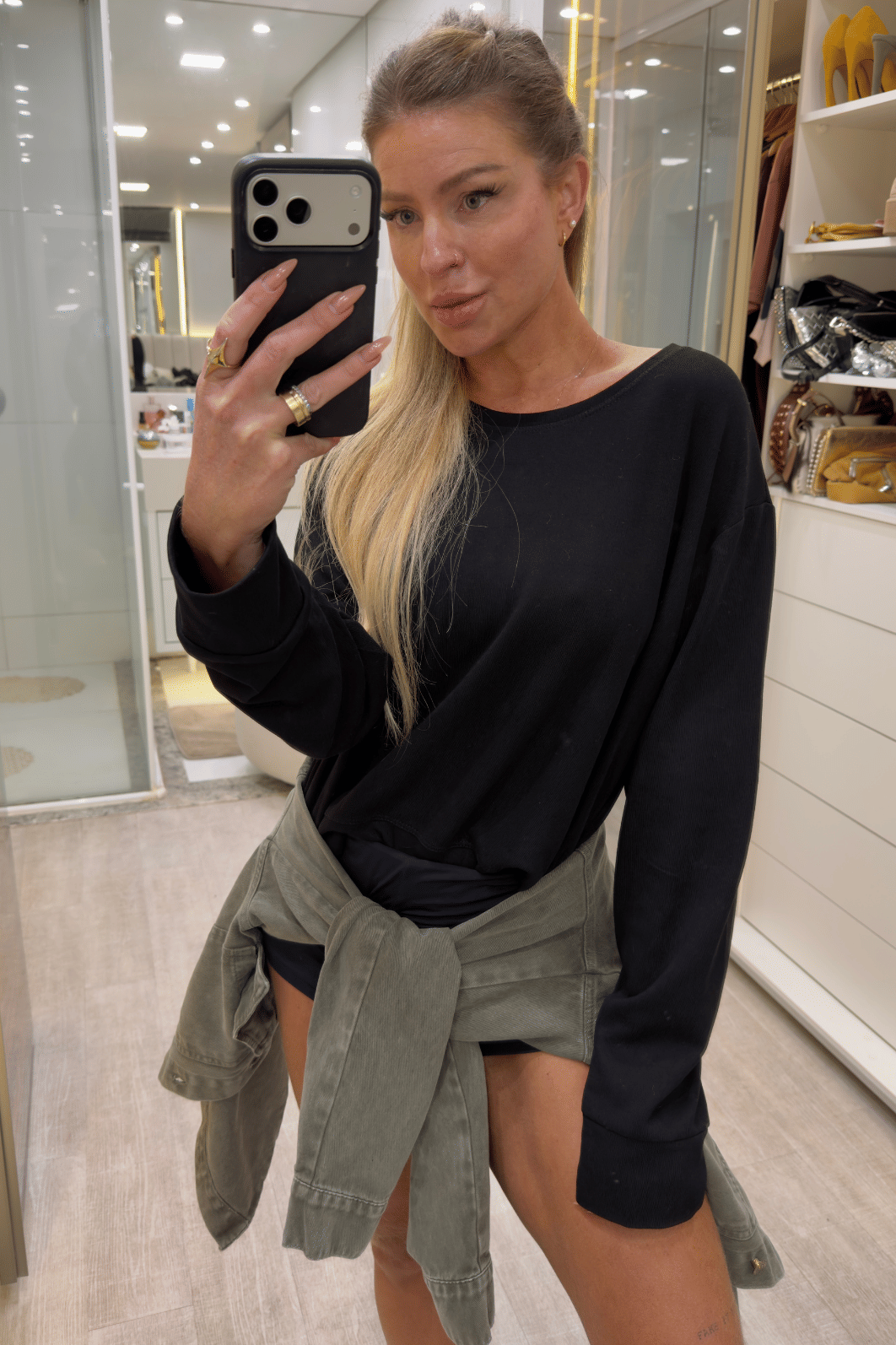 Blusa manga longa malha PRETO Blusa manga longa malha PRETO