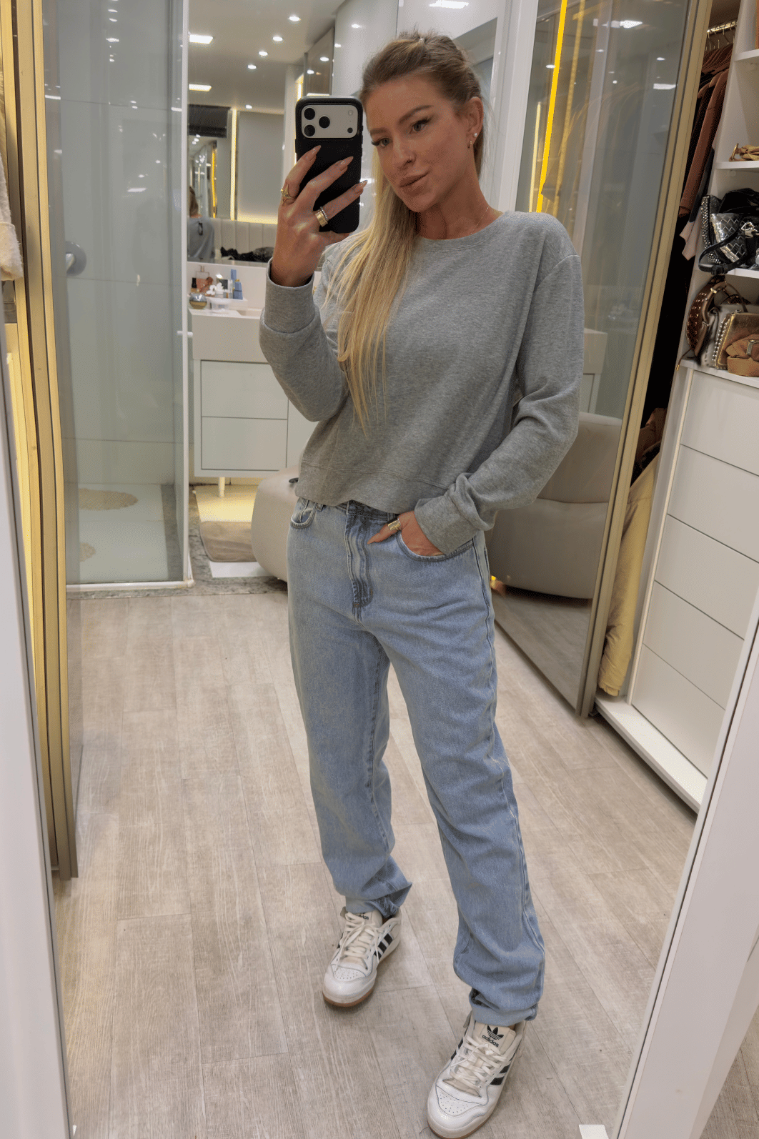 Blusa manga longa malha Blusa manga longa malha