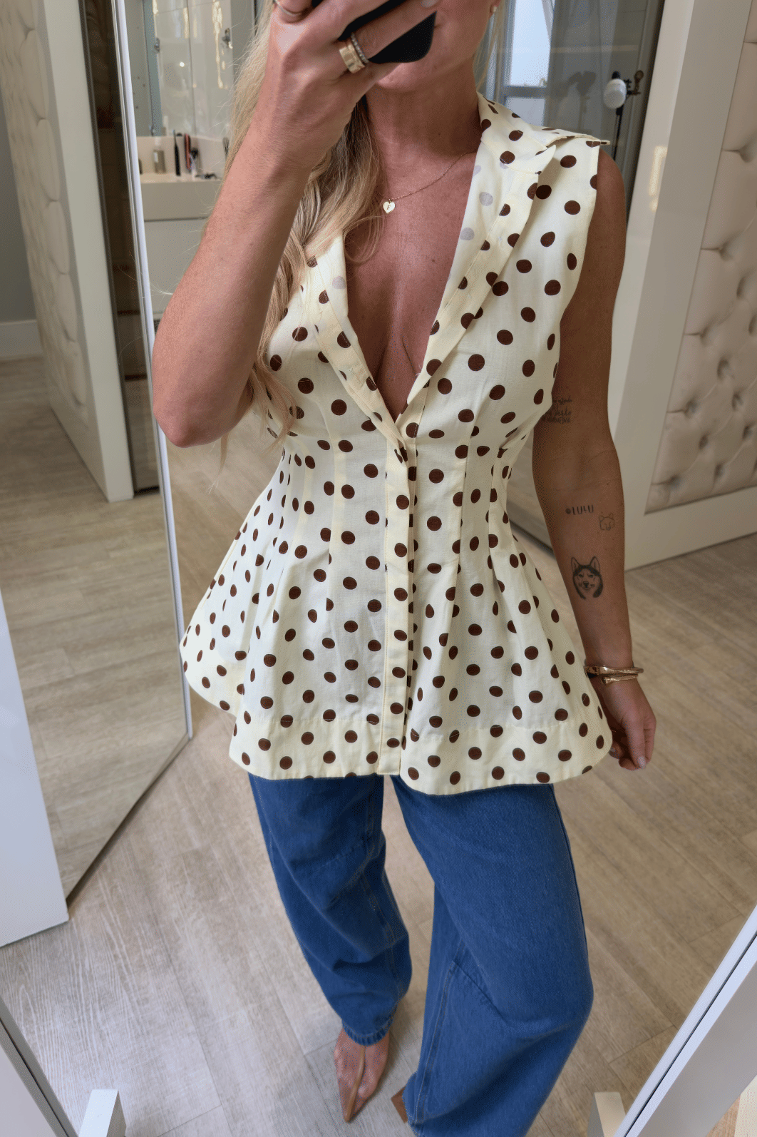 Blusa peplum em poá Penélope Blusa peplum em poá Penélope