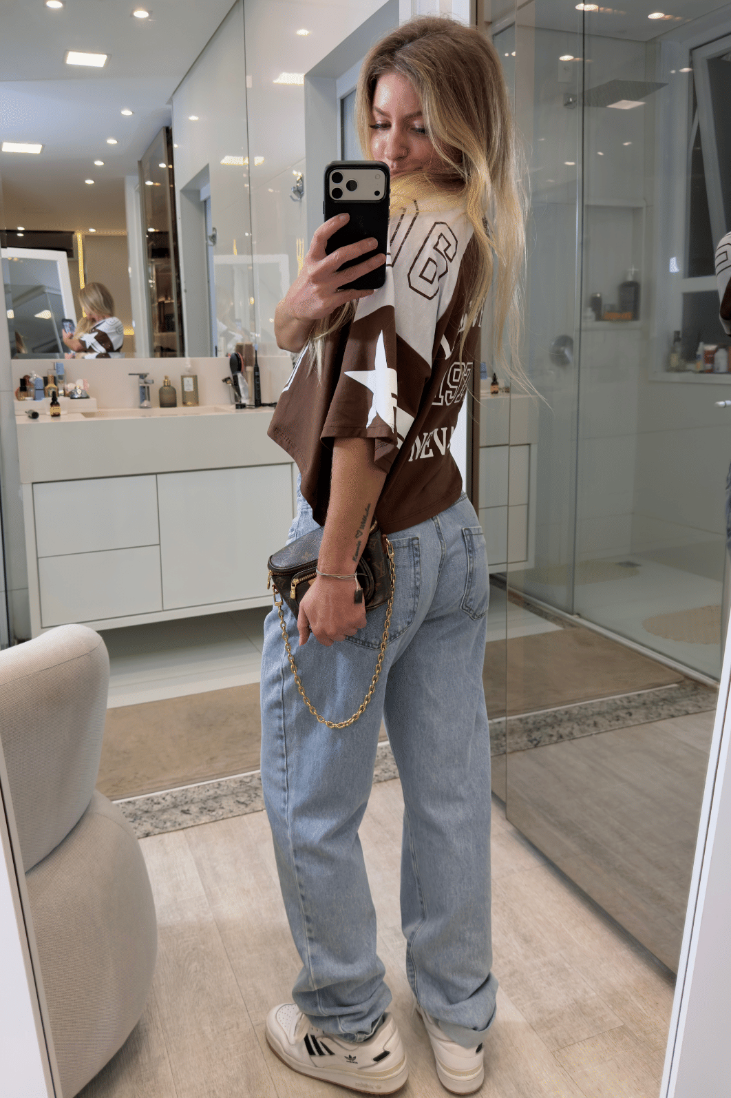T-shirt cropped estampa Las Vegas MARROM T-shirt cropped estampa Las Vegas MARROM