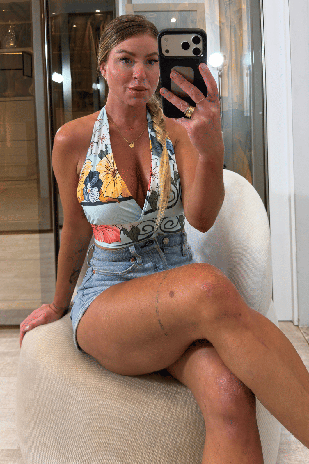 Cropped com amarração estampado Selene Cropped com amarração estampado Selene
