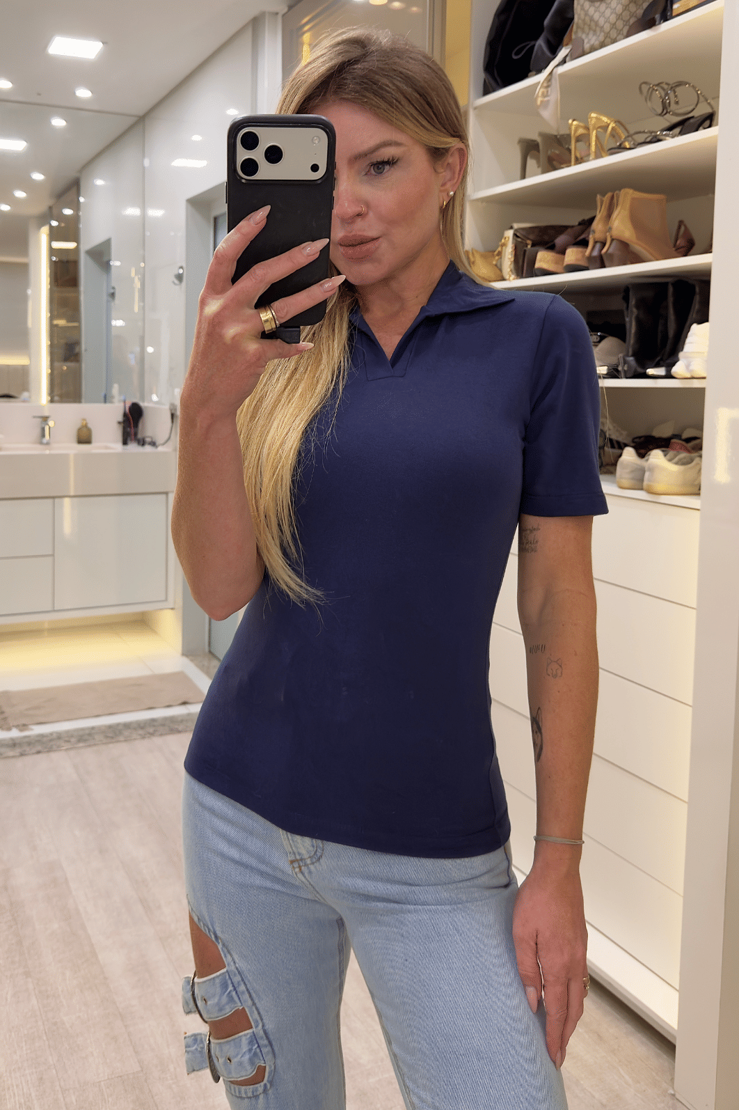 Camisa gola polo AZUL Milena Camisa gola polo AZUL Milena