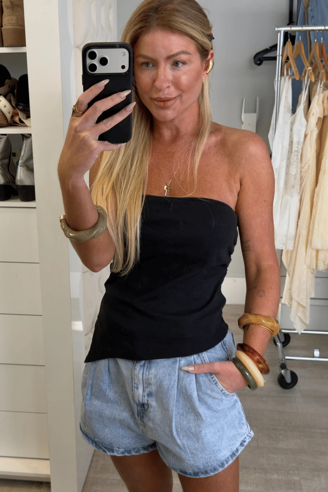 Short jeans clochard com elástico Cili Short jeans clochard com elástico Cili