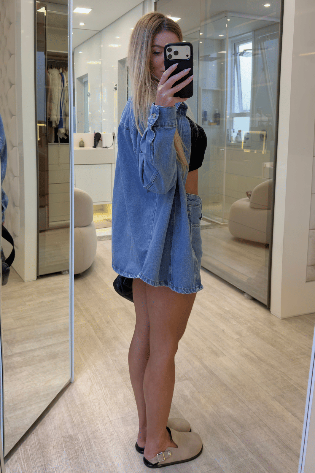 camisa jeans alongada Agnês camisa jeans alongada Agnês