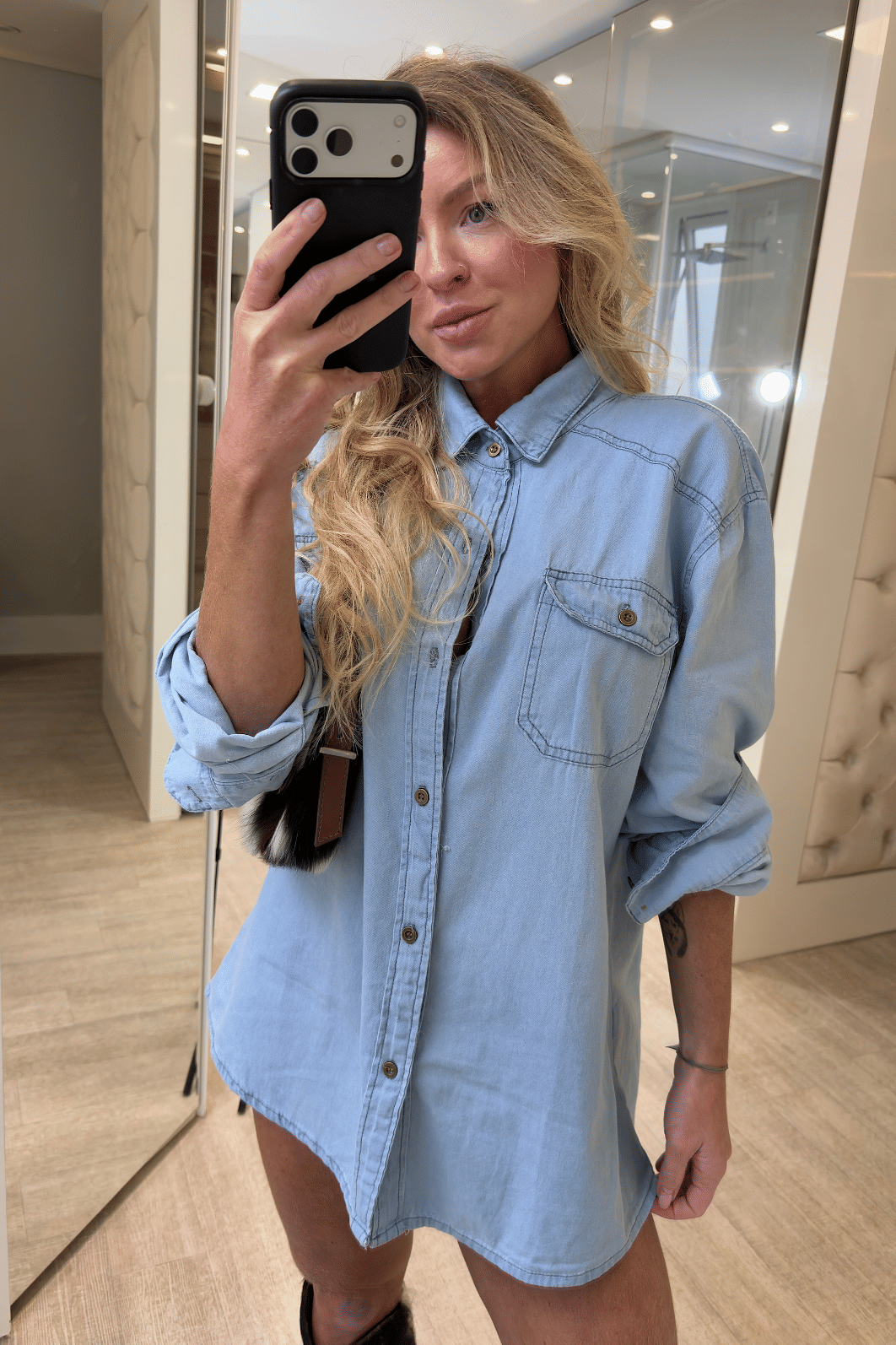 Camisa jeans alongada Dimitre Camisa jeans alongada Dimitre
