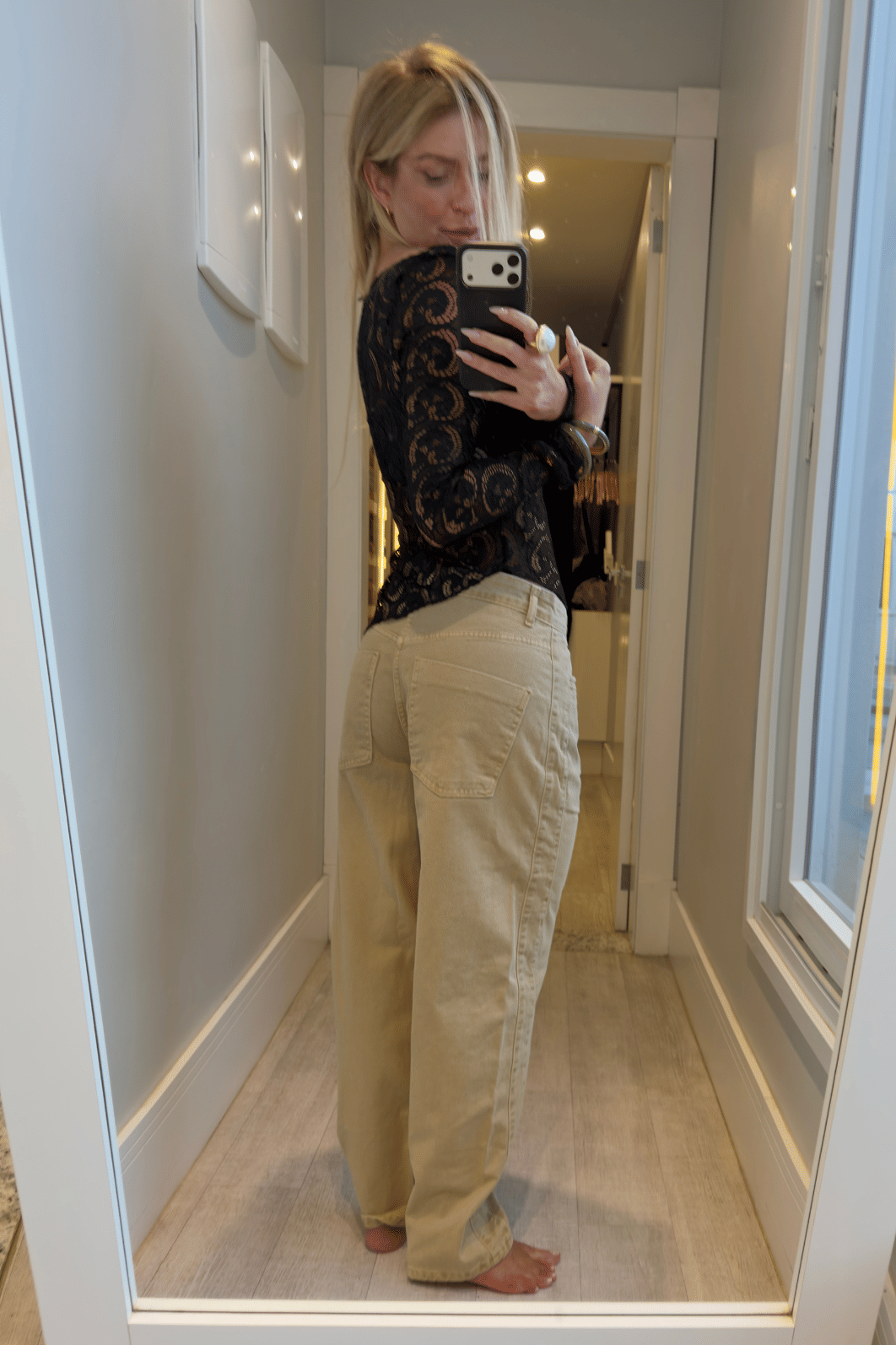 Calça jeans ballon recortes Antônia