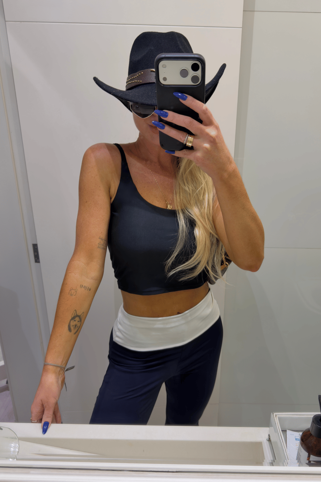 Conjunto calça flare e top faixa PB bicolor Indiara