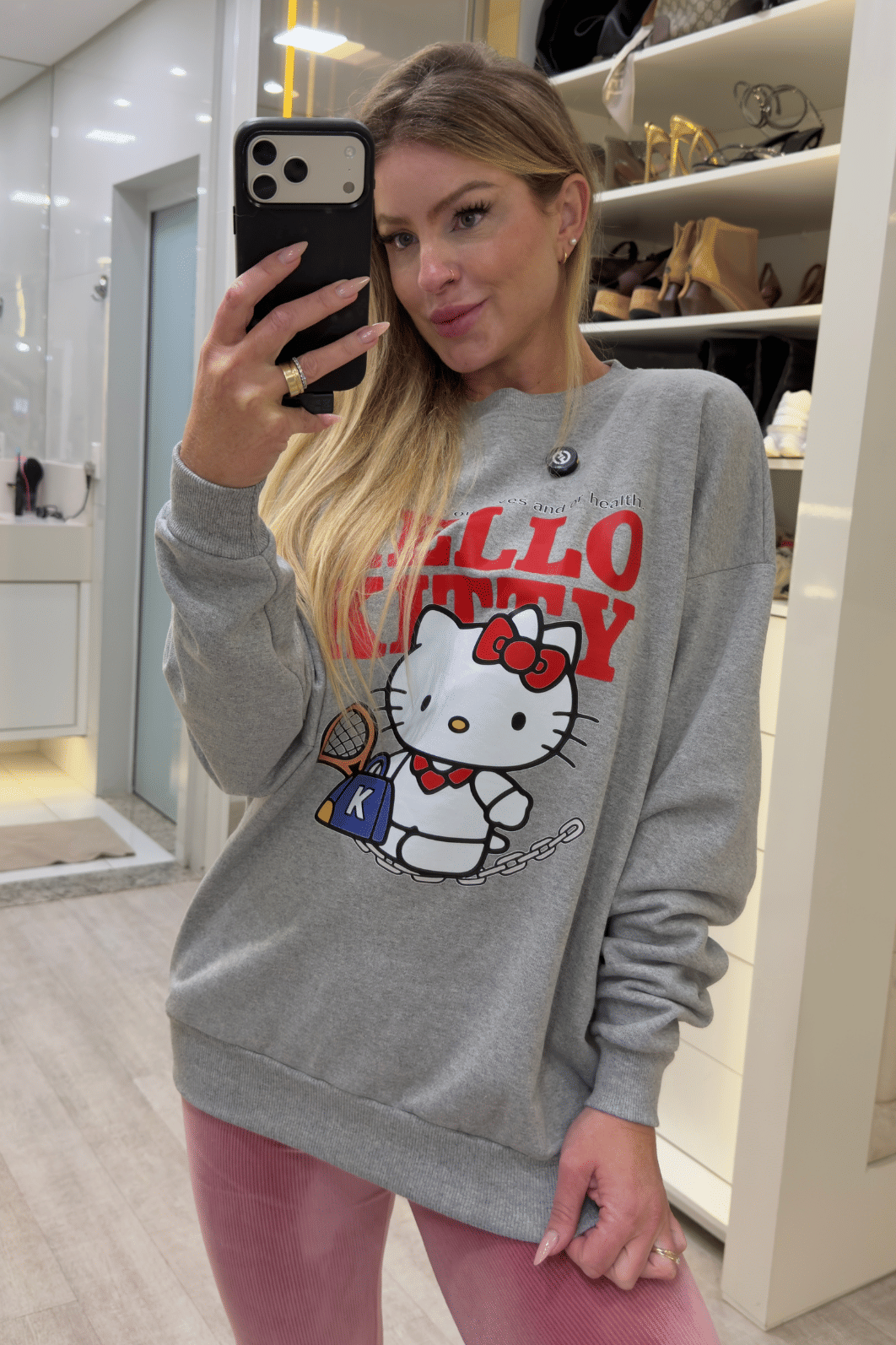 Casaco de moletom CINZA oversized Hello Kitty Casaco de moletom CINZA oversized Hello Kitty