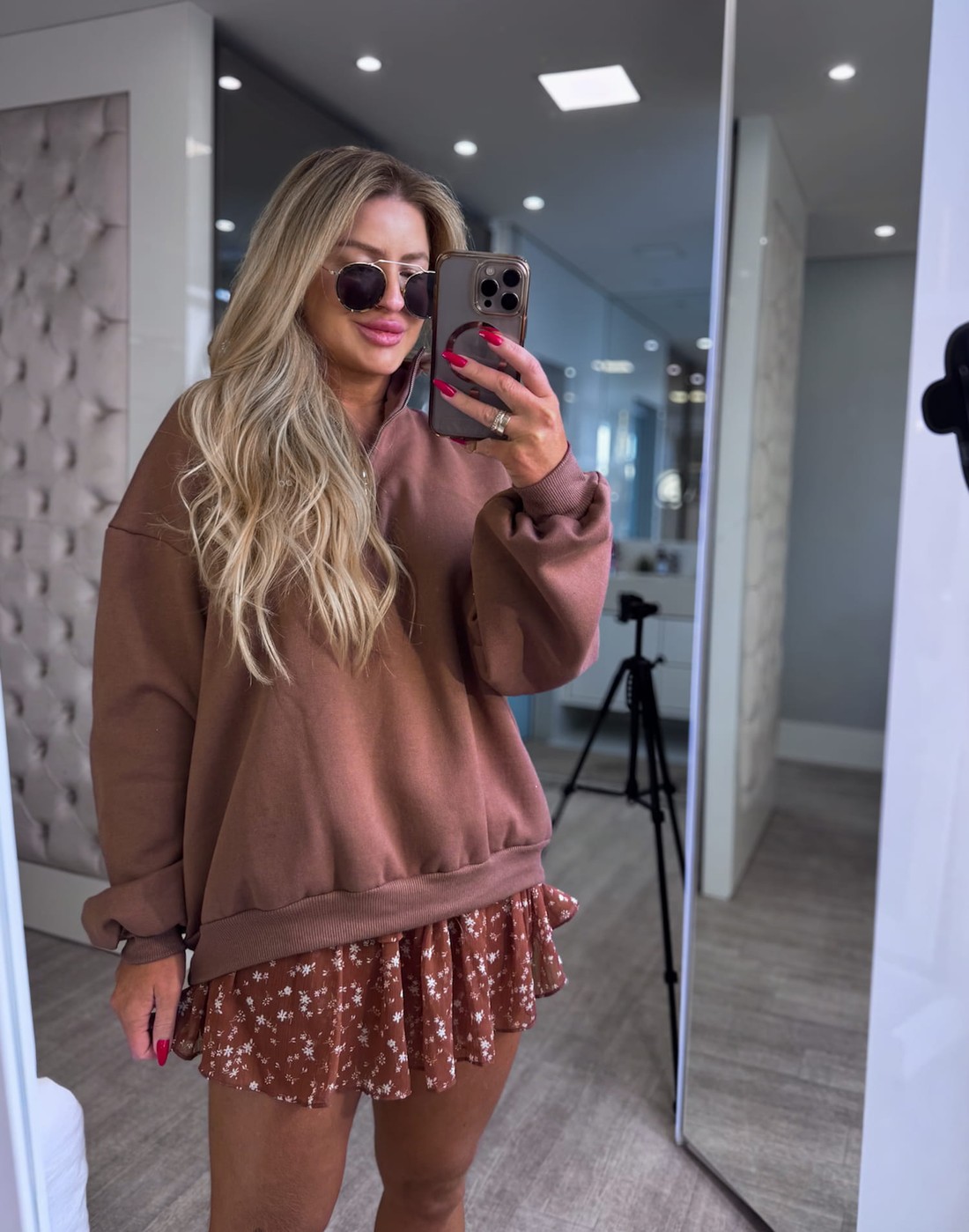 Saia com babados estampa flores