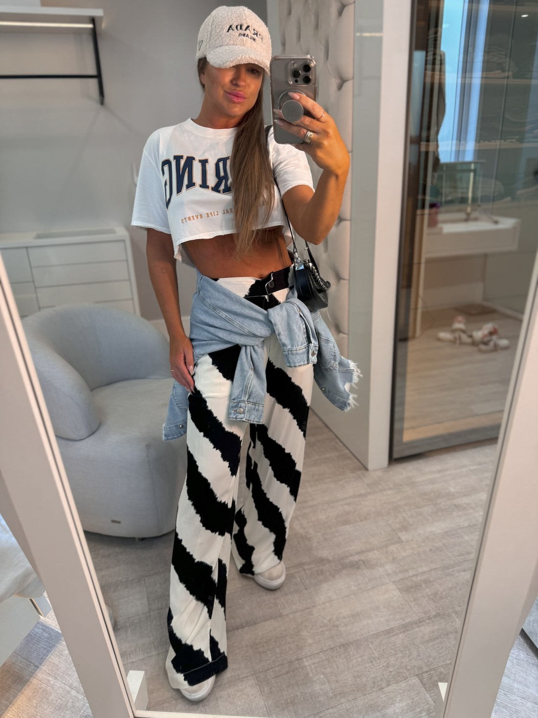 Calça pantalona listras