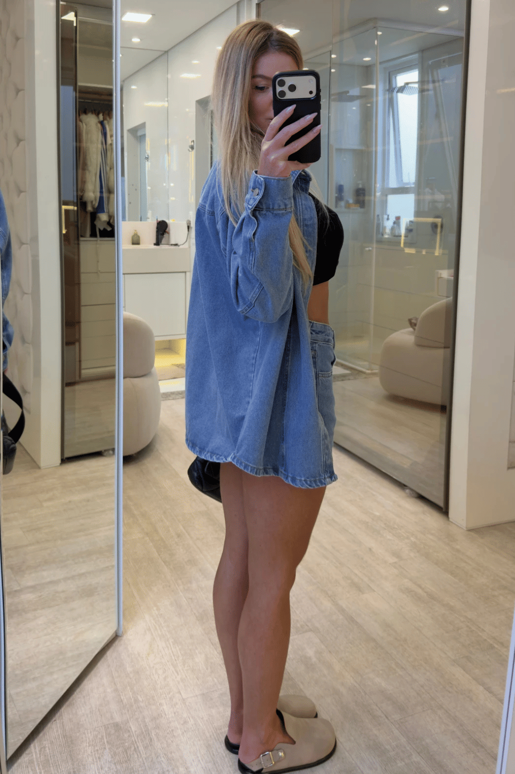 camisa jeans alongada Agnês camisa jeans alongada Agnês