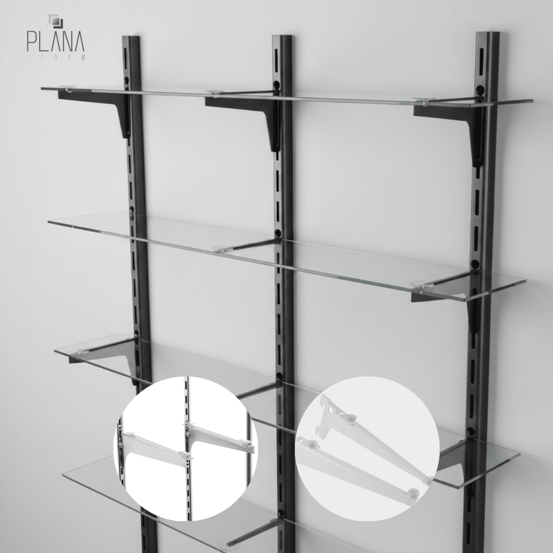 Kit 4 Trilhos Cremalheira 200cm com 20 Suportes com Aba e Parafusos e Buchas para Prateleira