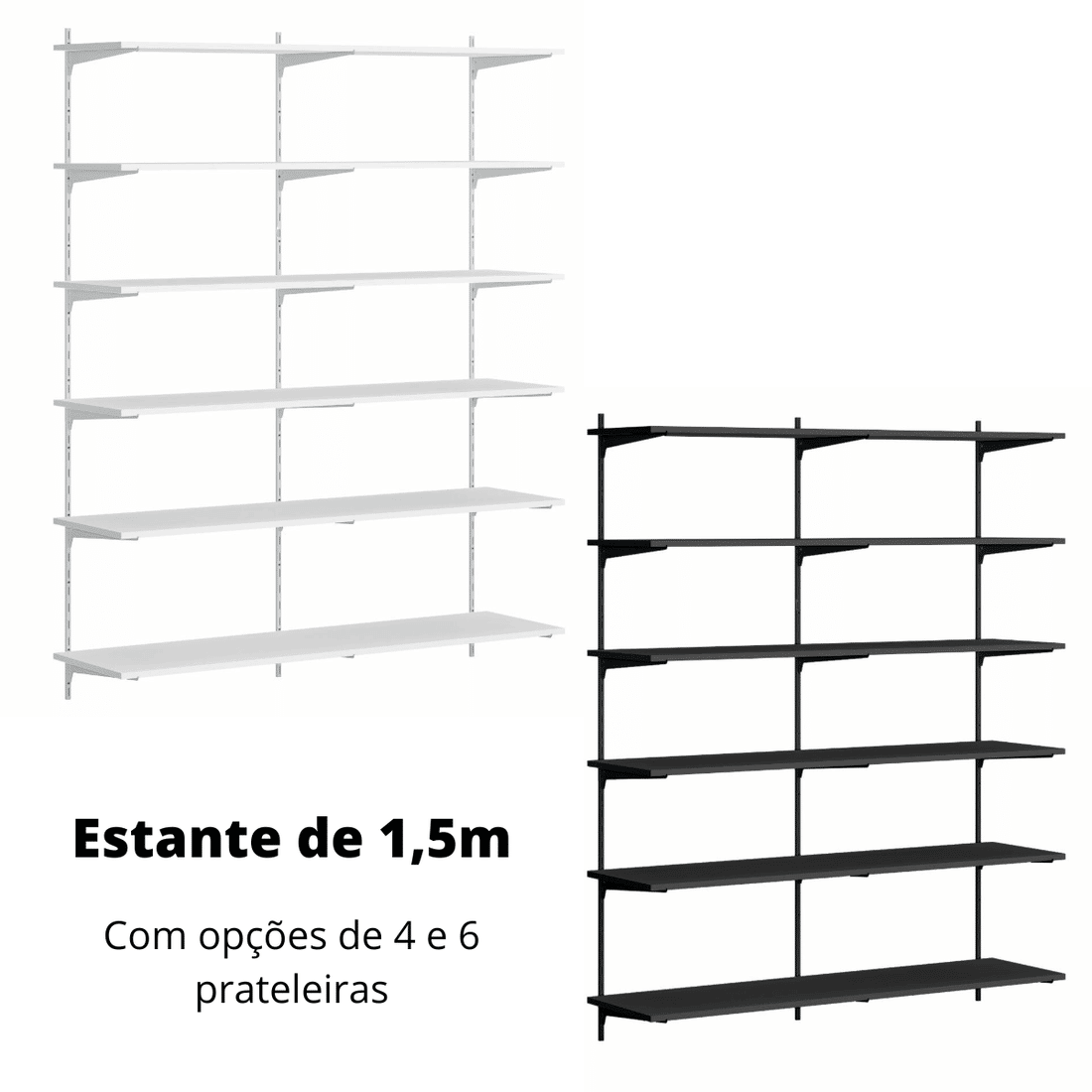 Estante de Prateleiras de 1,5m com Trilhos Estante de Prateleiras de 1,5m com Trilhos