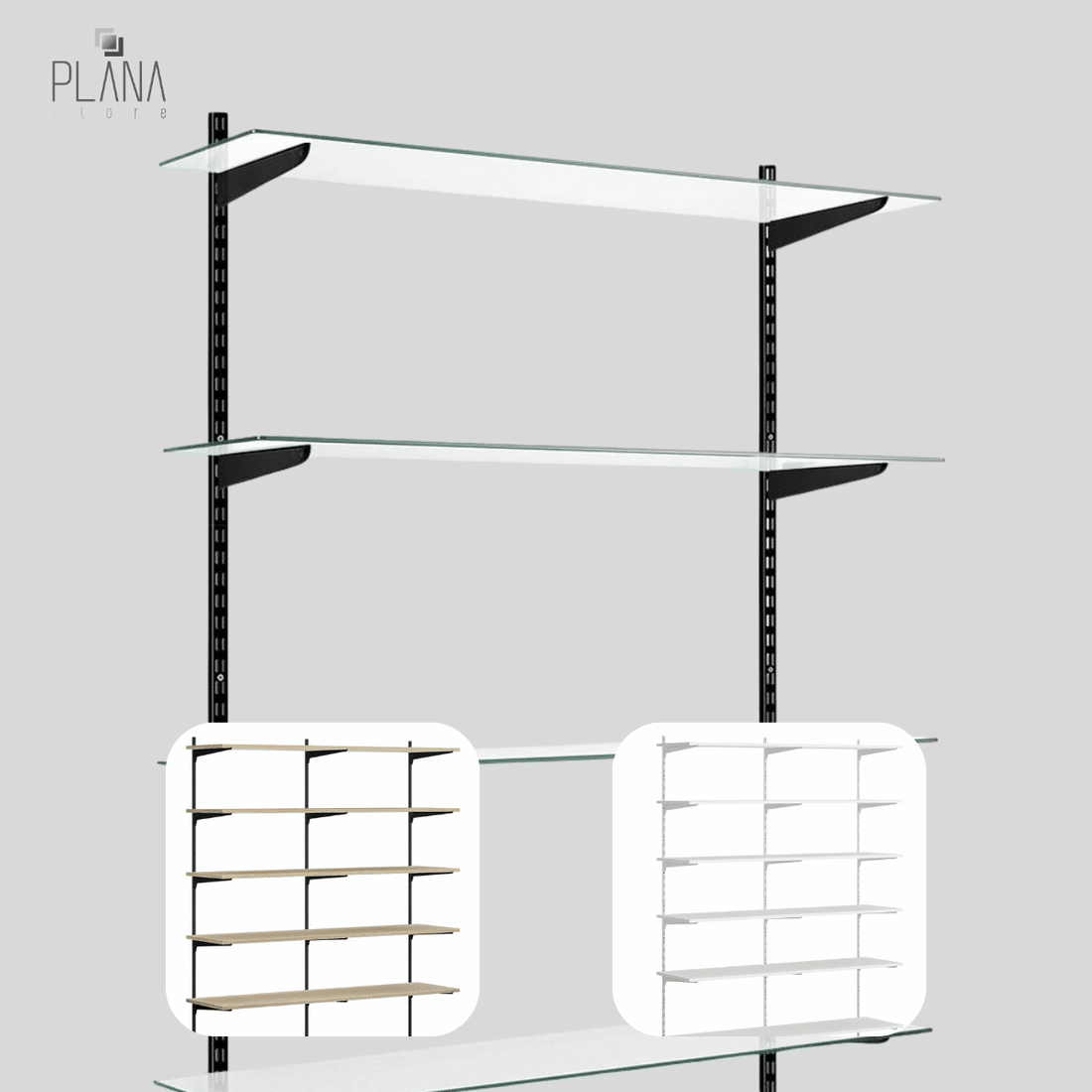 Kit 4 Trilhos Duplos 200cm com 20 Suportes Duplos e Parafusos e Buchas para Prateleira Kit 4 Trilhos Duplos 200cm com 20 Suportes Duplos e Parafusos e Buchas para Prateleira