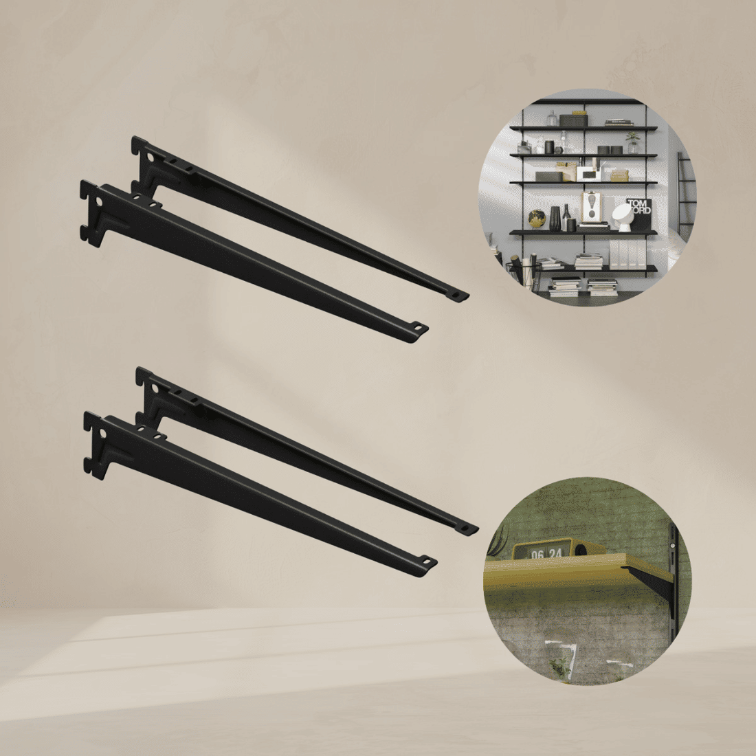 Kit 4 Trilhos Cremalheira 200cm com 20 Suportes com Aba e Parafusos e Buchas para Prateleira