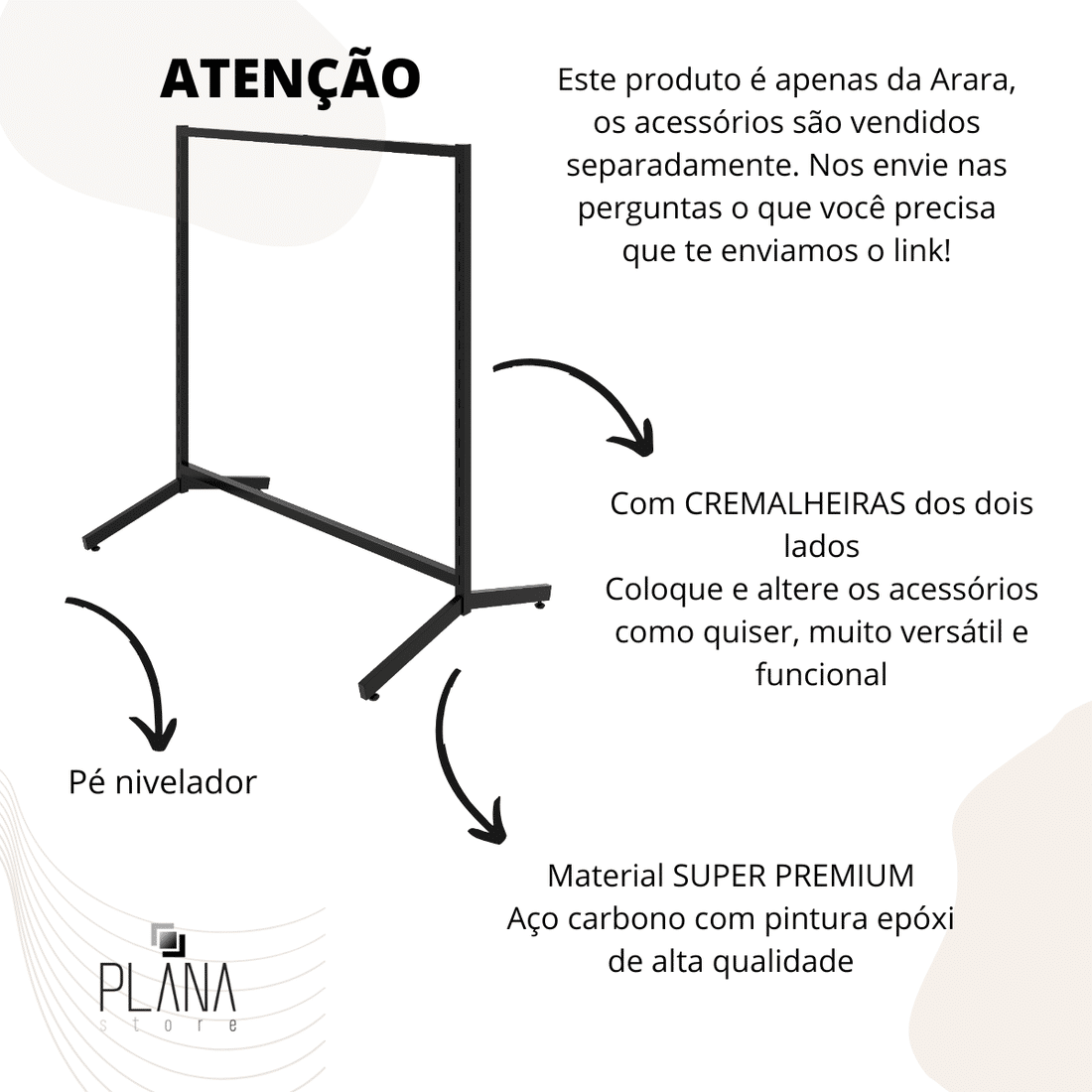 Arara Reta Desmontável com Cremalheira Arara Reta Desmontável com Cremalheira
