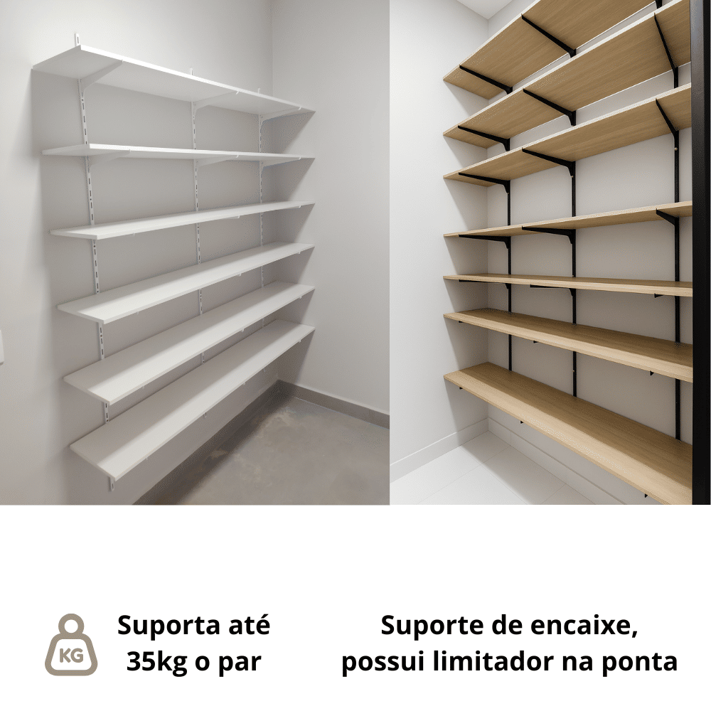 Suporte Simples de Prateleira para Cremalheira
