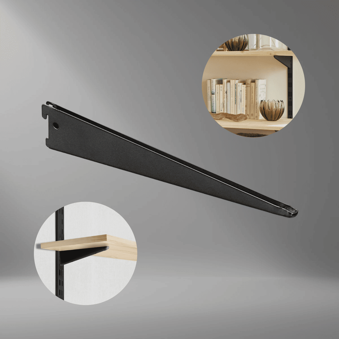 Kit 4 Trilhos Duplos 200cm com 20 Suportes Duplos e Parafusos e Buchas para Prateleira Kit 4 Trilhos Duplos 200cm com 20 Suportes Duplos e Parafusos e Buchas para Prateleira