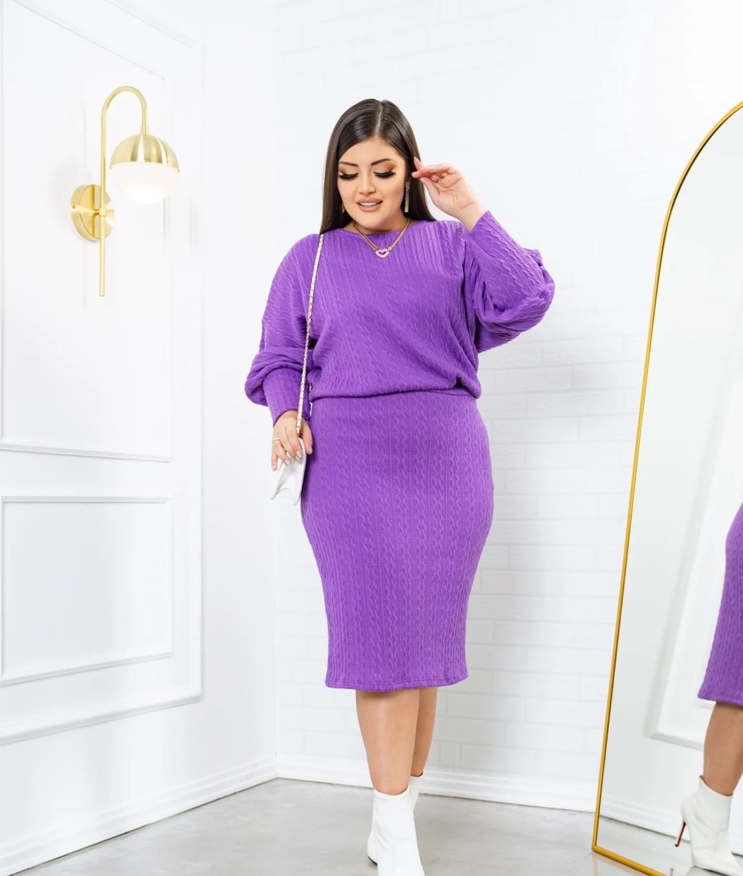 Conjunto Tricô Saia Reta e Blusa Manga Longa 0251 Conjunto Tricô Saia Reta e Blusa Manga Longa 0251