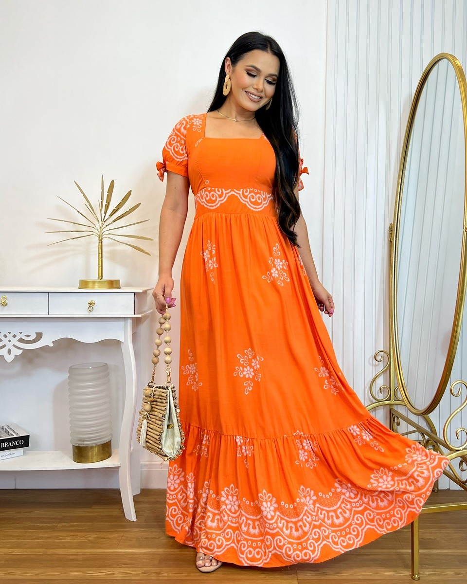 Vestido Longo Decote Quadrado 2211 Vestido Longo Decote Quadrado 2211