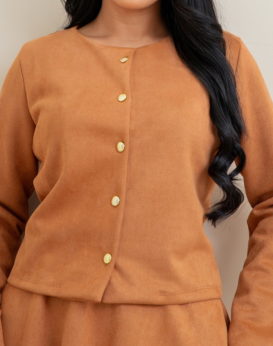 Conjunto Suede Saia e Casaco 0204 Conjunto Suede Saia e Casaco 0204