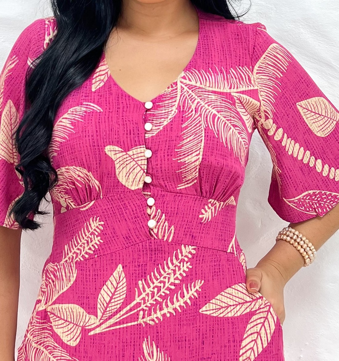 Vestido Manga Flare e Botões 3044 Vestido Manga Flare e Botões 3044