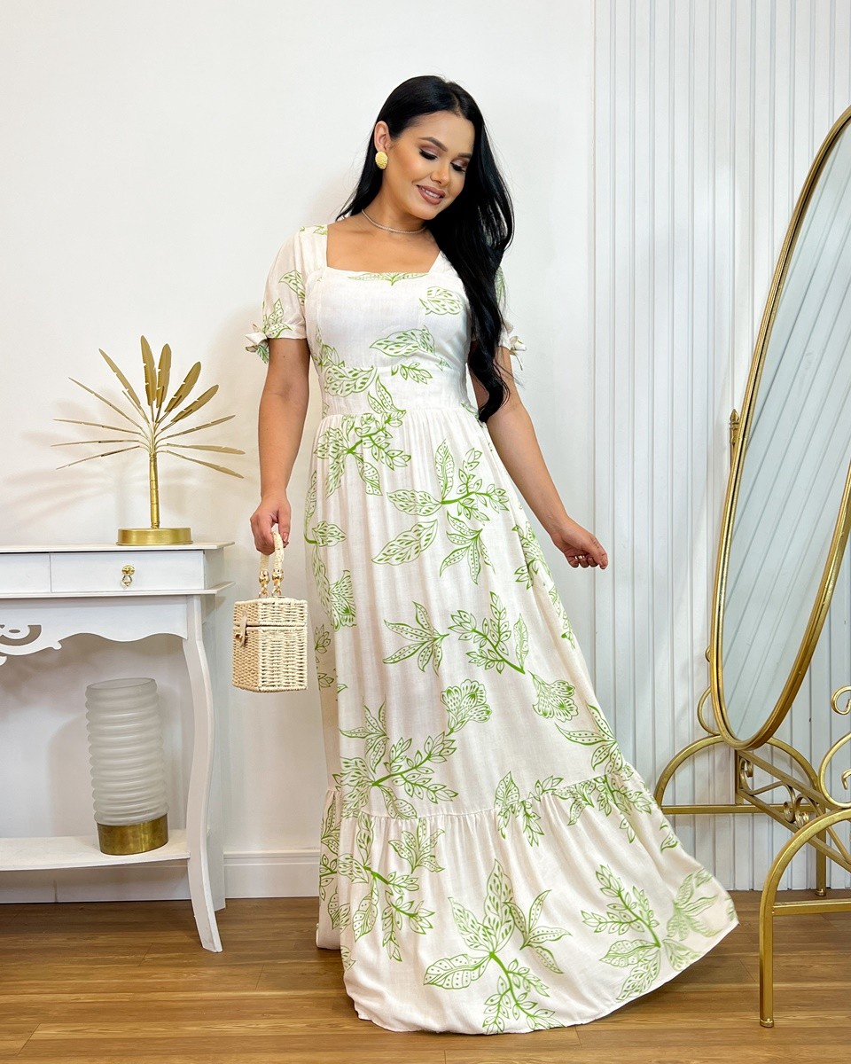 Vestido Longo Decote Quadrado 2211 Vestido Longo Decote Quadrado 2211