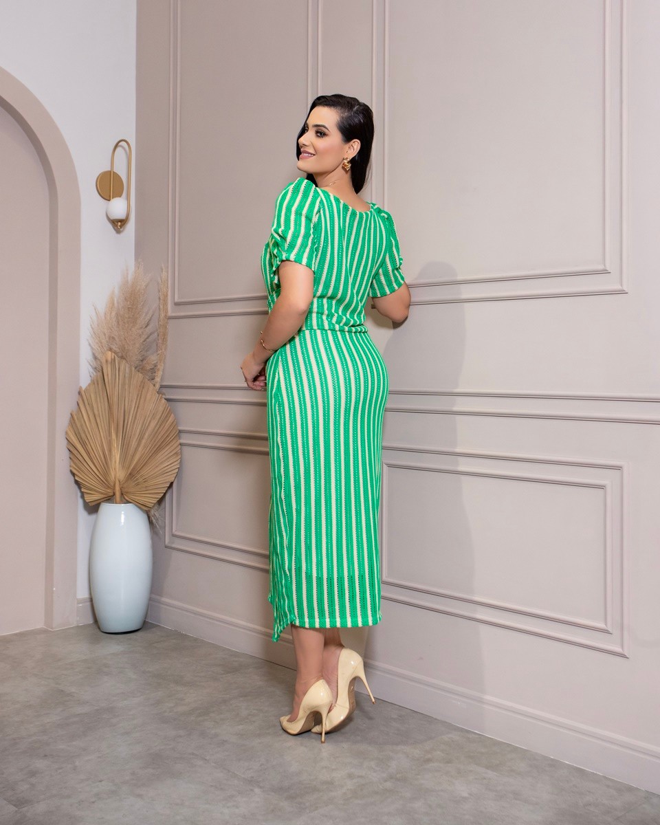 Vestido Malha Tricô Maxi Midi 8003 Vestido Malha Tricô Maxi Midi 8003