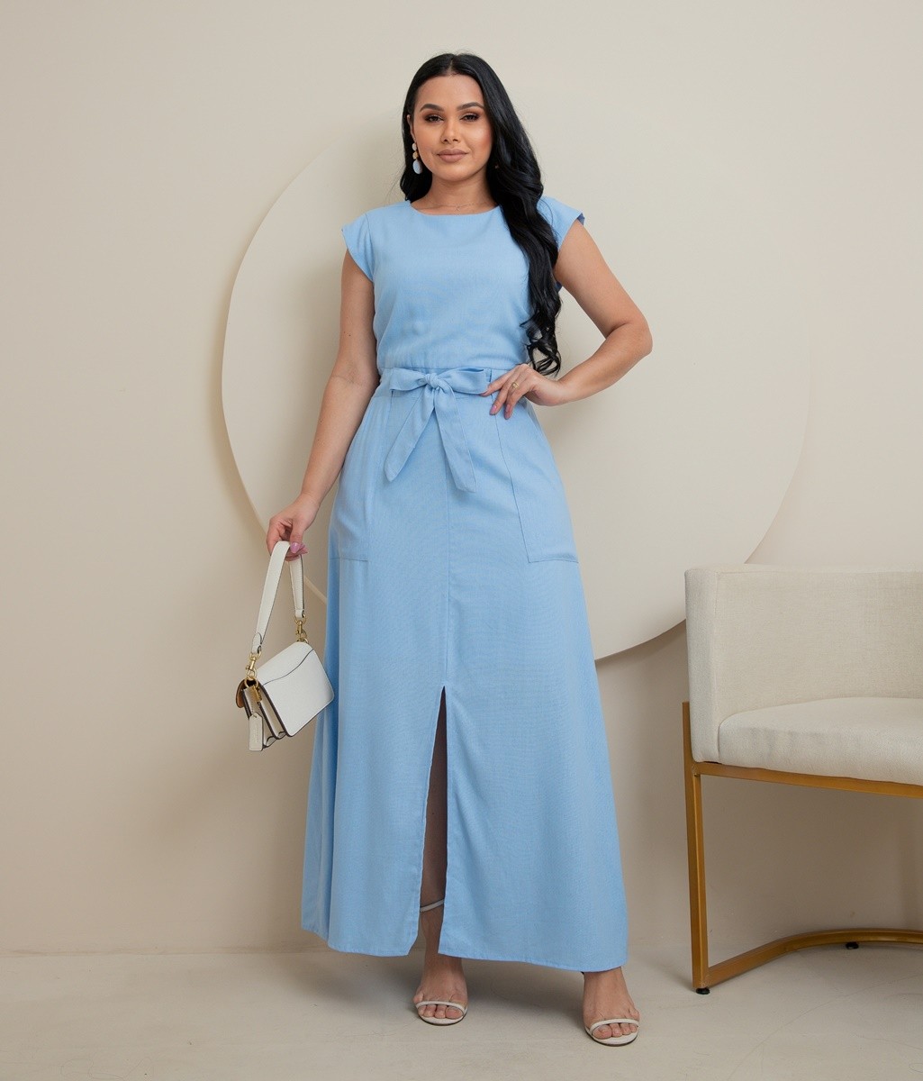 Vestido Liso Linho 9029 Vestido Liso Linho 9029