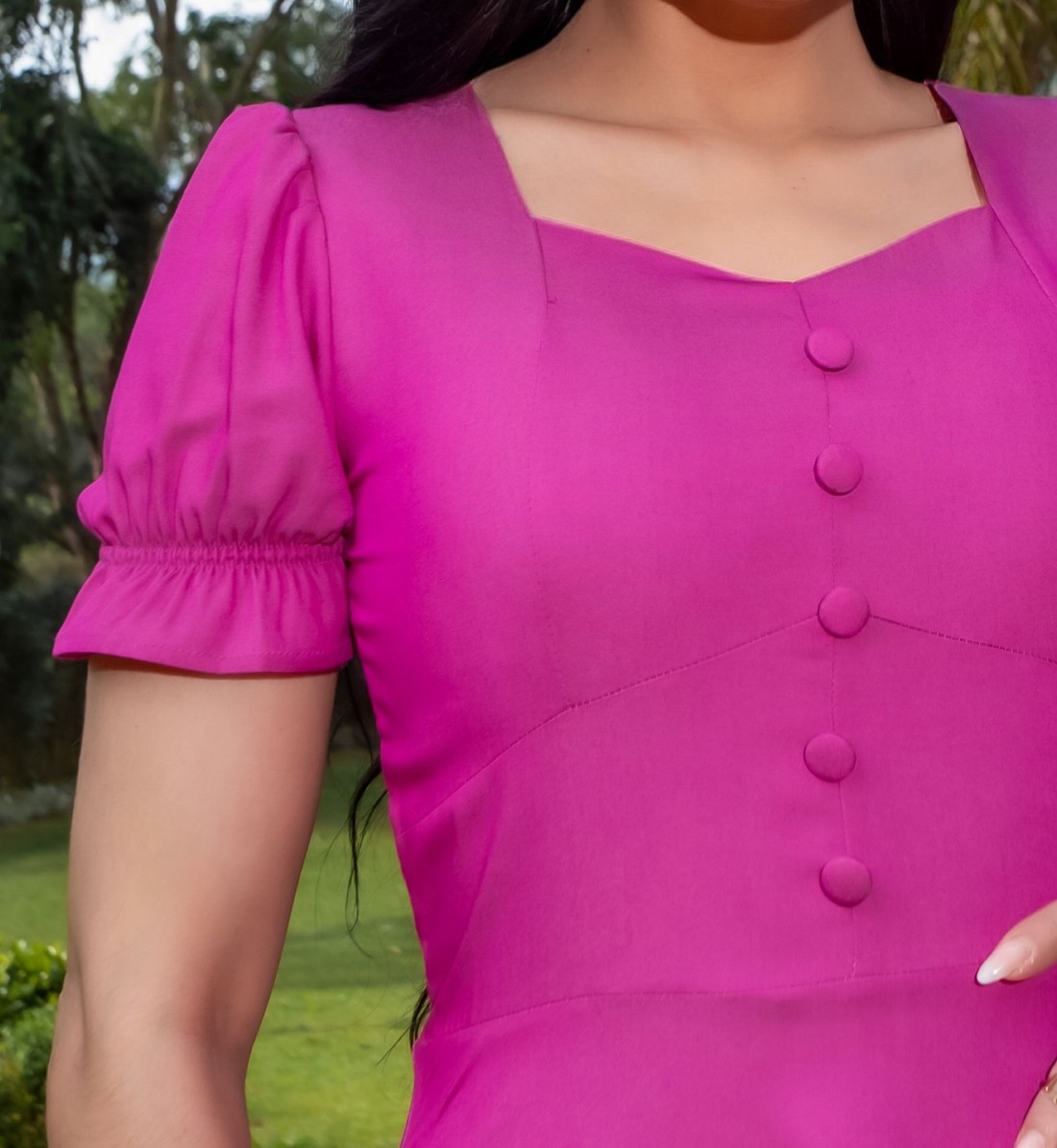 Vestido Midi Manga Curta Chambray 1903 Vestido Midi Manga Curta Chambray 1903