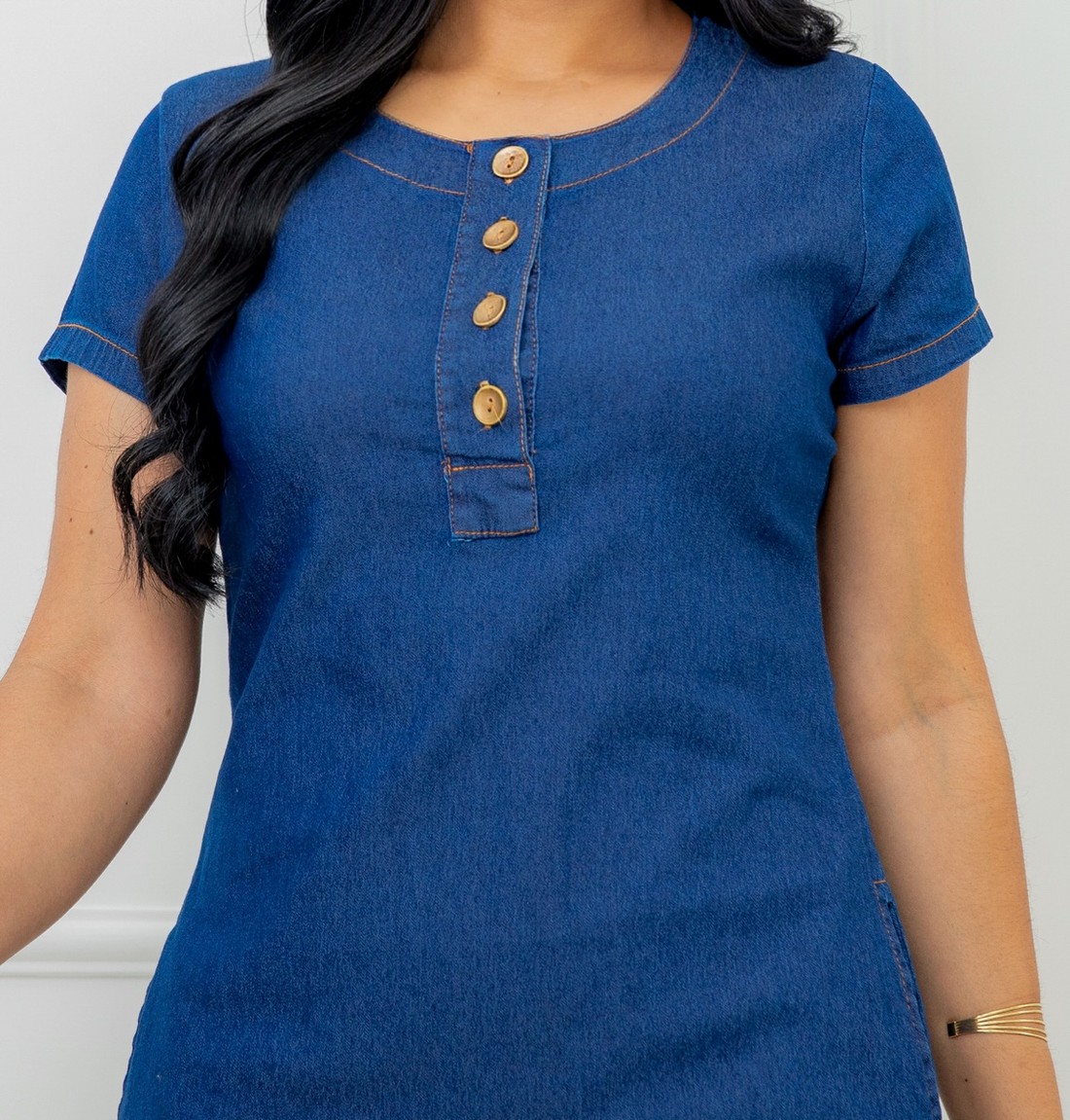 Vestido Jeans Com Botões 3078 Vestido Jeans Com Botões 3078