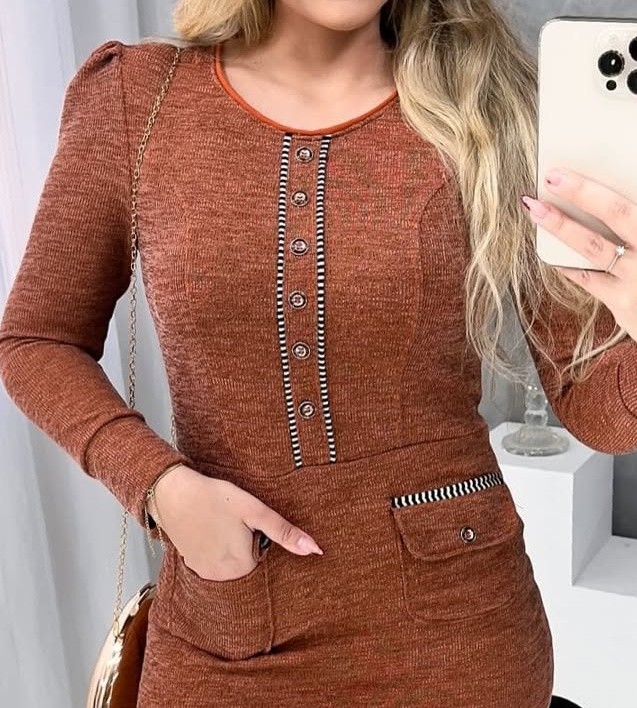 Vestido Lãzinha Mescla Manga Longa 0126 Vestido Lãzinha Mescla Manga Longa 0126