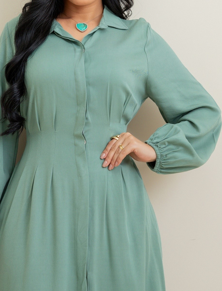 Vestido Chemise Manga Longa Com Botões 9026 Vestido Chemise Manga Longa Com Botões 9026