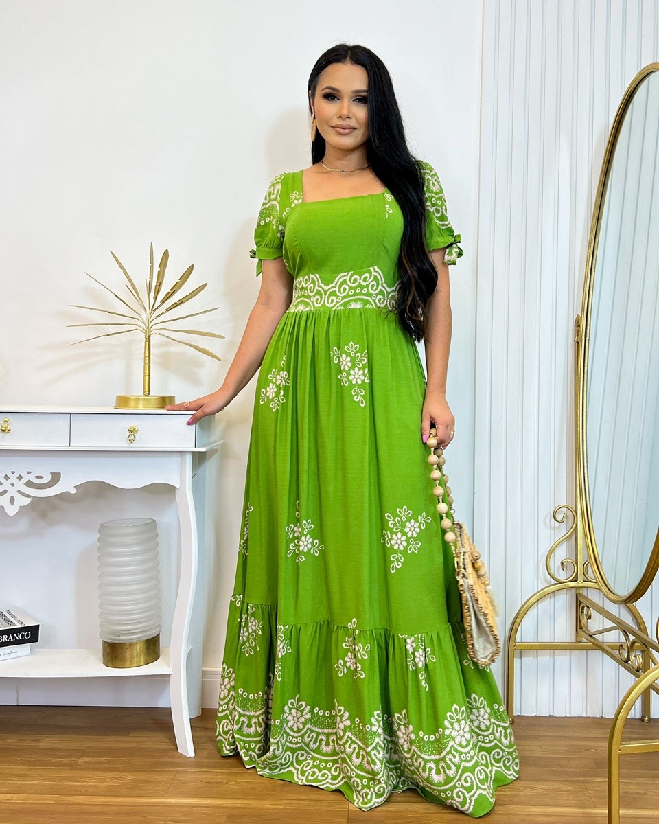 Vestido Longo Decote Quadrado 2211 Vestido Longo Decote Quadrado 2211